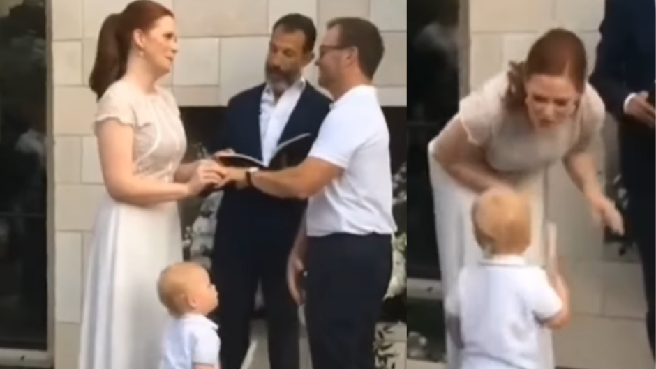 Chłopiec gorąco sprzeciwiał się temu związkowi. Zabawne nagranie ze ślubu