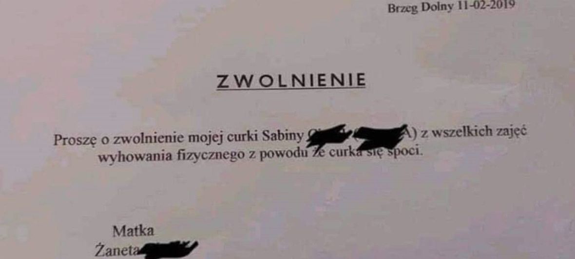 Zwolnienie z WF-u