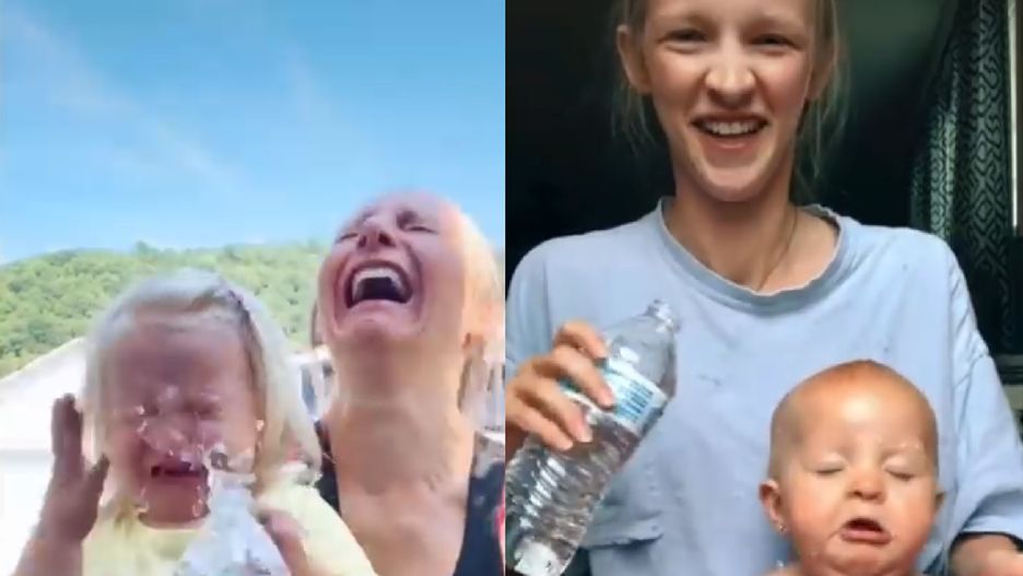 Rodzice polewają z zaskoczenia dzieci wodą