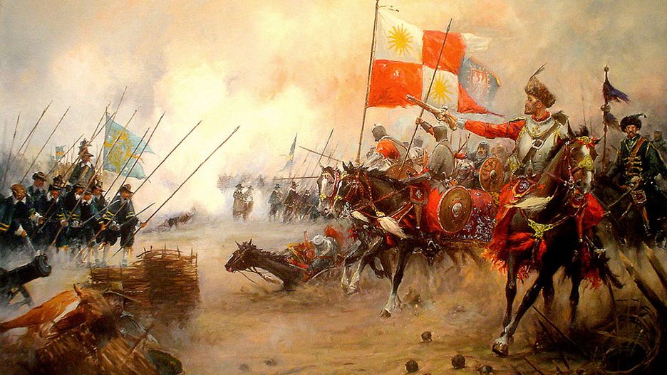 Bitwa z udziałem polskiej jazdy na obrazie Mirosława Szeiba