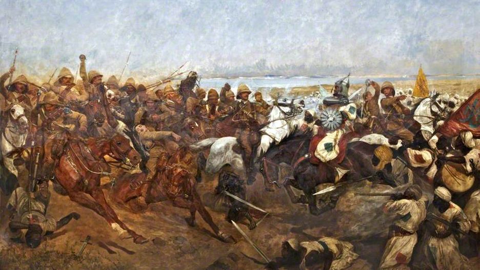 Obraz Richarda Catona Woodville''a pokazujący bitwę pod Omdurmanem namalowany w 1898 r.