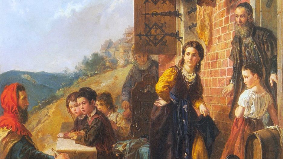 Fragment obrazu "Kazimierz Wielki u Esterki", autorstwa Władysława Łukaszewicza