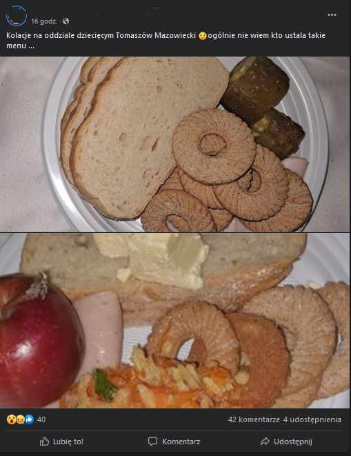 Posiłki na oddziale dziecięcym