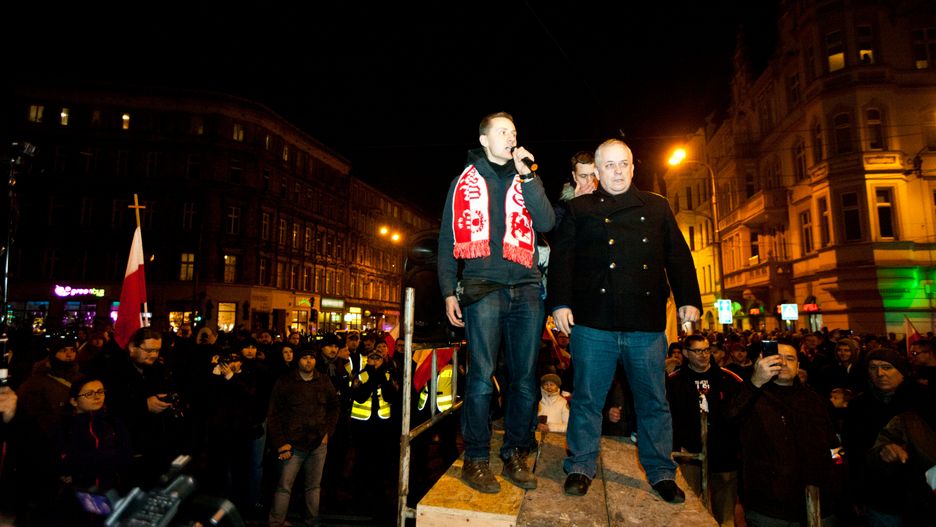 Jacek Międlar na marszu 11 listopada
