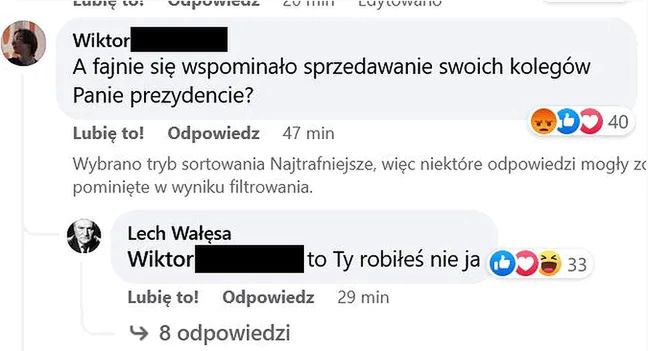 Wałęsa odpowiada hejterowi