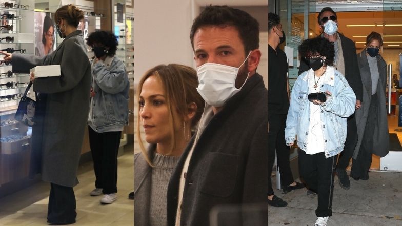 "Zwyczajna" Jennifer Lopez i Ben Affleck buszują po salonie optycznym z córką wokalistki (ZDJĘCIA)