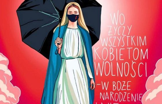 „Wysokie Obcasy” krytykowane za Matkę Boską z logo Strajku Kobiet, europoseł PiS zawiadamia prokuraturę