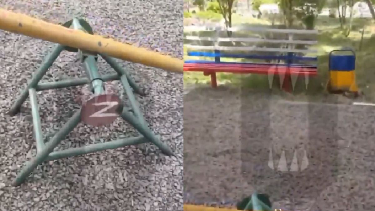 Prowojenne symbole na placu zabaw 