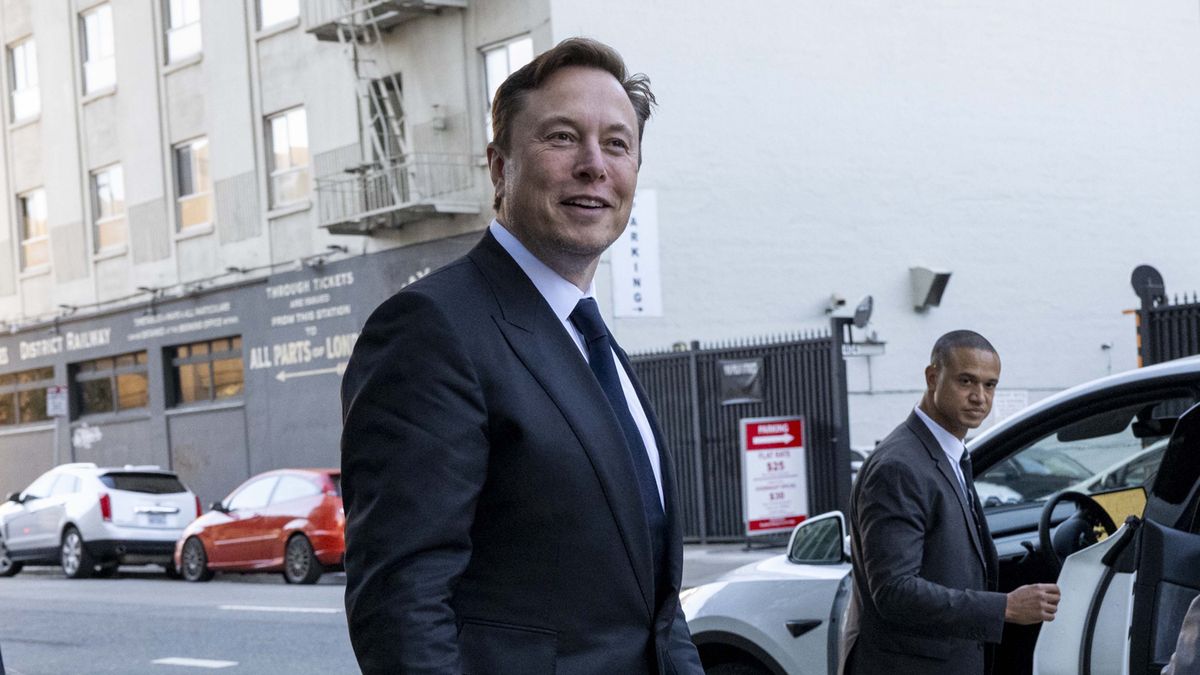 Elon Musk, chief executive officer of Tesla Inc., departs court in San Francisco, California, US, on Tuesday, Jan. 24, 2023. Investors suing Tesla and Musk argue that his August 2018 tweets about taking Tesla private with funding secured were indisputably false and cost them billions of dollars by spurring wild swings in Tesla's stock price. Photographer: Marlena Sloss/Bloomberg via Getty Images