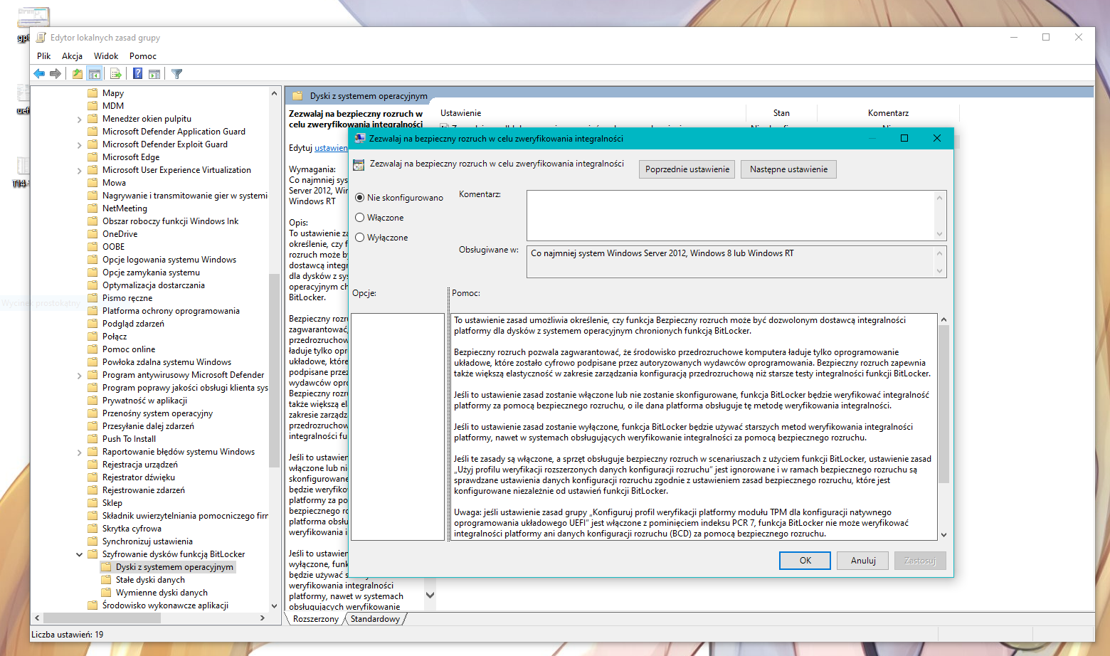 Defender i BitLocker wykorzystują Secure Boot (fot. Kamil Dudek)