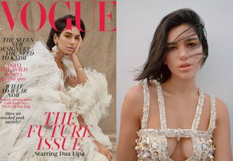 Zmęczona Dua Lipa podpiera głowę na okładce brytyjskiego "Vogue'a"