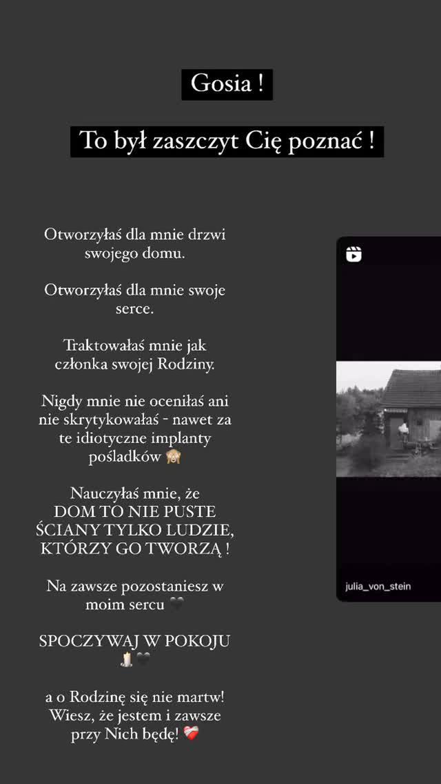 Julia von Stein wspomina panią Gosię