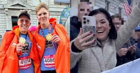 Dumny Maciej Kurzajewski pozuje Z SYNEM po przebiegnięciu nowojorskiego maratonu. Wszystko dzięki dopingowi Kasi? (FOTO)