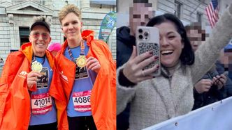 Dumny Maciej Kurzajewski pozuje Z SYNEM po przebiegnięciu nowojorskiego maratonu. Wszystko dzięki dopingowi Kasi? (FOTO)