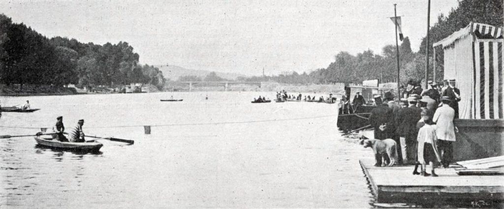 Pływanie podwodne na igrzyskach olimpijskich w Paryżu 1900 odbywało się na Sekwanie fot. domena publiczna