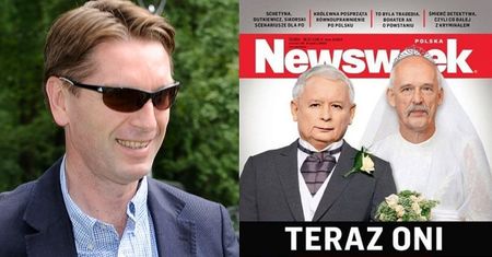 Korwin-Mikke w SUKNI ŚLUBNEJ... z Kaczyńskim na okładce! (FOTO)