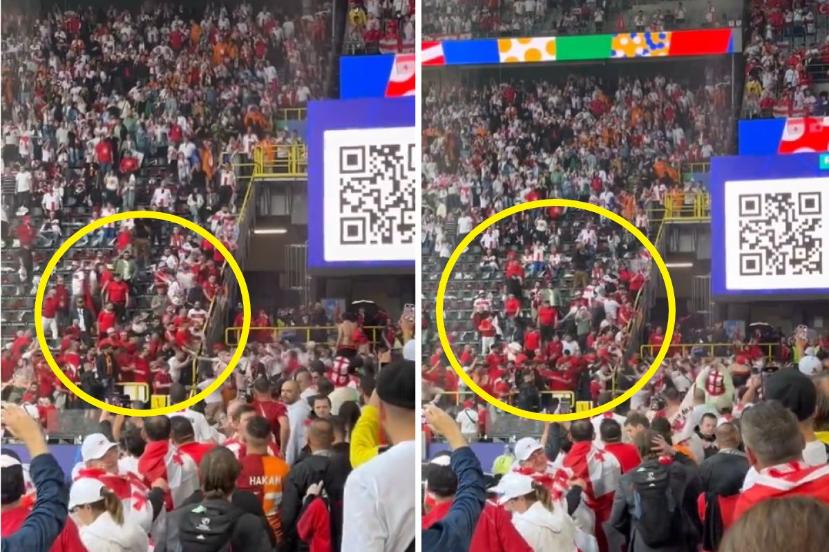 A brawl among fans at the stadium in Dortmund