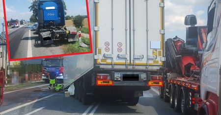 200 litrów oleju napędowego wyciekło z ciężarówki. Droga krajowa nr 2 zablokowana