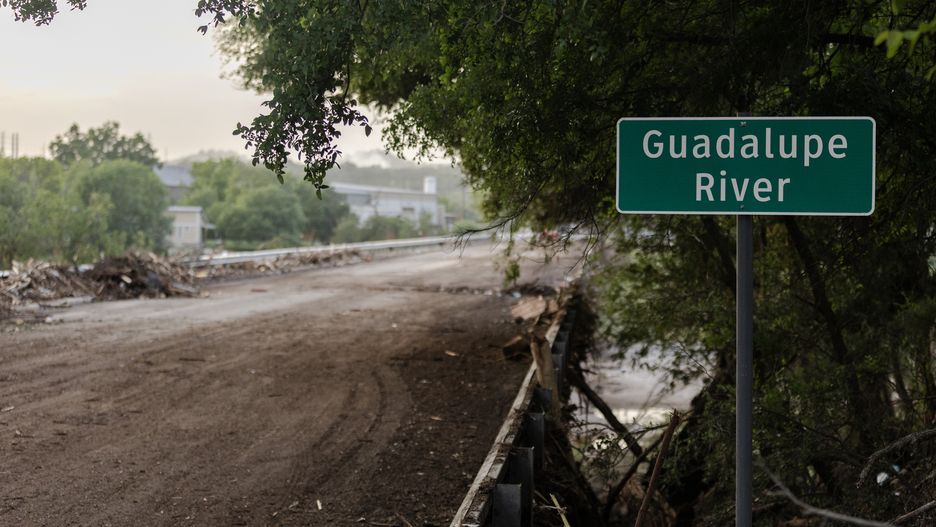 CENTER POINT, TEXAS - JULY 05: A bridge that spans the Guadalupe River on July 5, 2025 in Center Point, Texas. Heavy rainfall caused flooding along the Guadalupe River in central Texas with multiple fatalities reported. (Photo by Jim Vondruska/Getty Images)