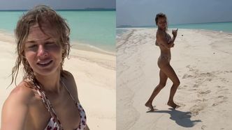 Uradowana Edyta Pazura hasa po bezludnej wyspie (FOTO)