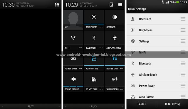 Sense 5.5 - edycja szybkich skrótów (fot. android-revolution-hd.blogspot.de)