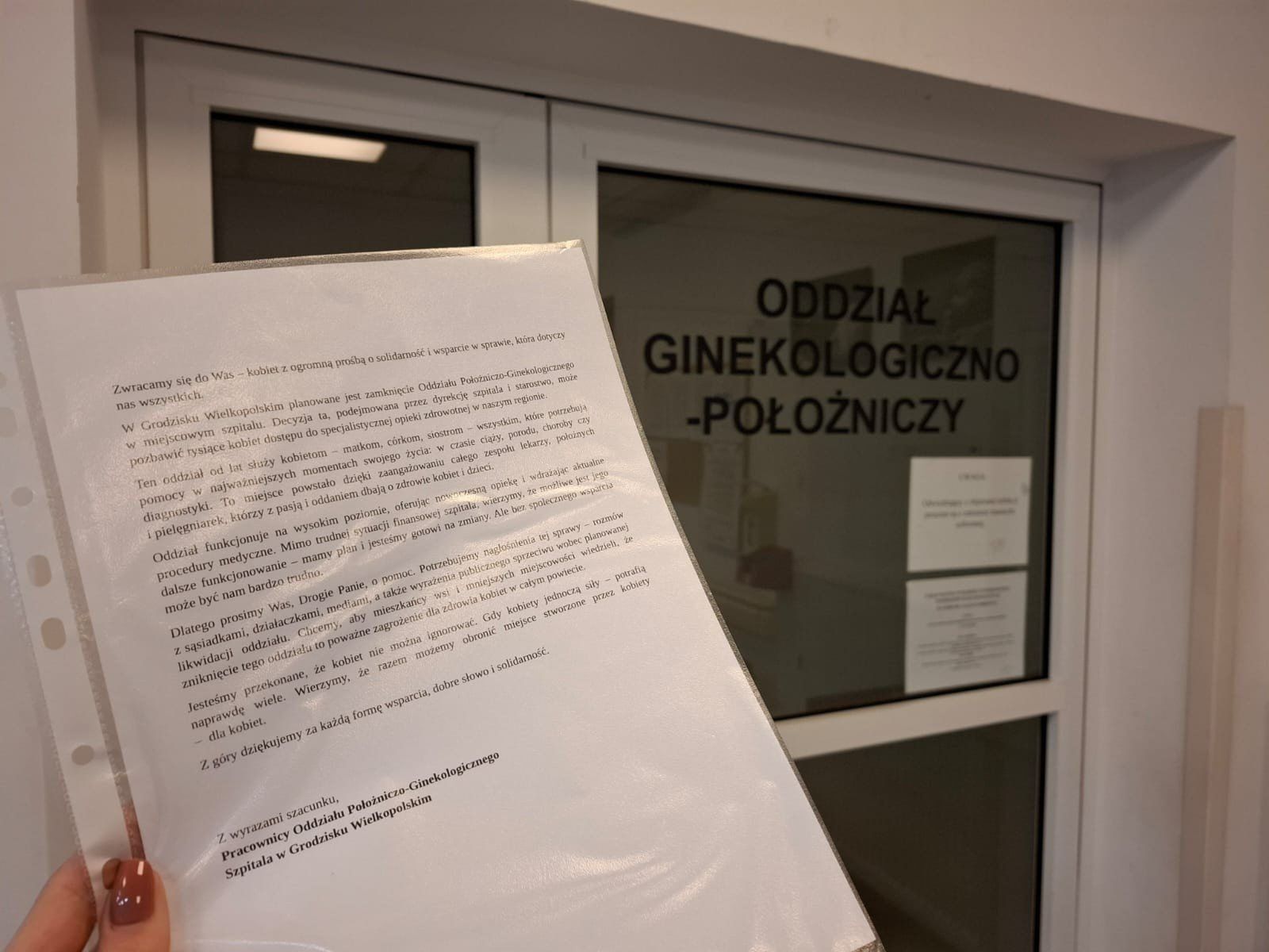 Petycja dostępna jest m.in. w korytarzu przy wejściu na oddział położniczo-ginekologiczny, trafiła też do przewodniczących kół gospodyń wiejskich