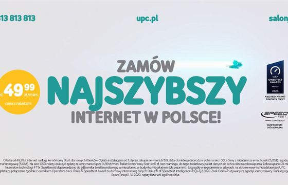 UPC Polska reklamuje „najszybszy internet domowy w Polsce” (wideo)