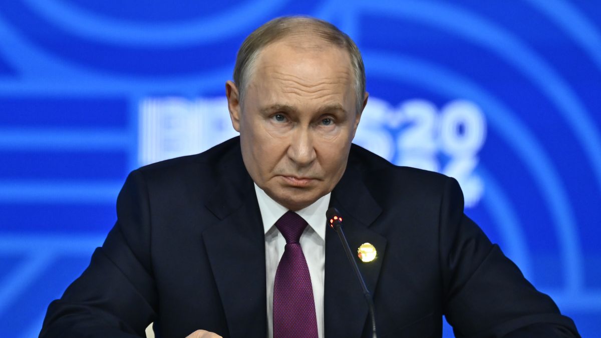 KAZAN, RUSSIA - OCTOBER 24: President of Russia Vladimir Putin answers the questions of the press members at a press conference held as part of the 16th BRICS Summit in Kazan, Russia on October 24, 2024. (Photo by Sefa Karacan/Anadolu via Getty Images)