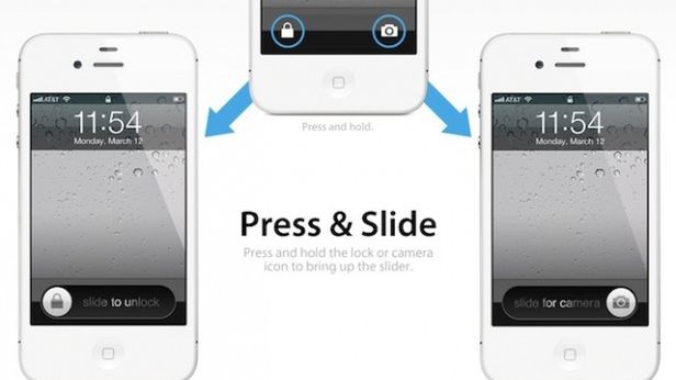 Koncepcyjny lock screen iOS-a Press & Slide 1