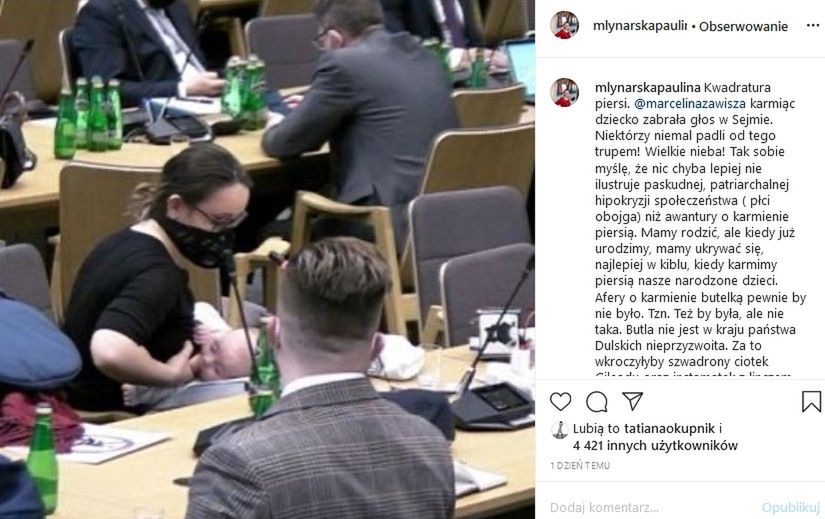 Paulina Młynarska oburzona krytyką Marceliny Zawiszy za karmienie piersią podczas posiedzenia komisji