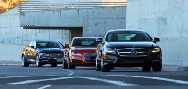 Audi A7 Sportback vs Mercedes CLS vs Jaguar XJ [wideo]