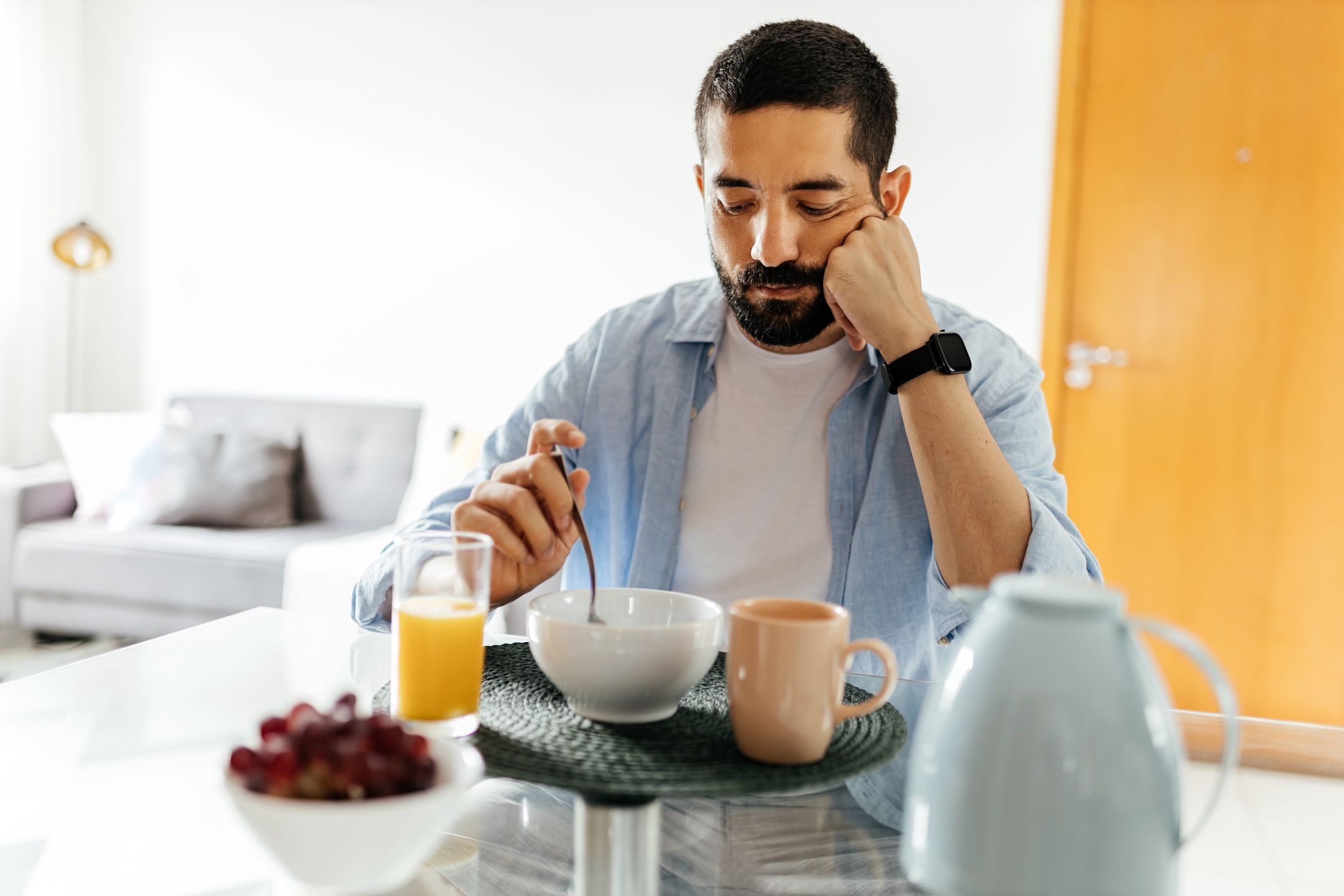 Depressed man at the table suffering from lack of appetite
Depressed man at the table suffering from lack of appetite
appetite, disease, food, health, loss, lack, brazilian, latin, breakfast, home, hungry, ill, people, symptom, aches, adult, analysis, anorexia, anorexic, anxiety, calories, clinical, concern, craving, depressed, depression, diagnosis, diarrhea, diet, dieting, disorder, disorders, eating, illness, prevention, sitting, stomach, table, juice, vegan, weight, slimming, unhealthy, condition, dangerous, syndrome, thinness, problem, bulimia, habits, appetite, disease, food, health, loss, lack, brazilian, latin, breakfast, home, hungry, ill, people, symptom, aches, adult, analysis, anorexia, anorexic, anxiety, calories, clinical, concern, craving, depressed, depression, diagnosis, diarrhea, diet, dieting, disorder, disorders, eating, illness, prevention, sitting, stomach, table, juice, vegan, weight, slimming, unhealthy, condition, dangerous, syndrome, thinness, problem, bulimia