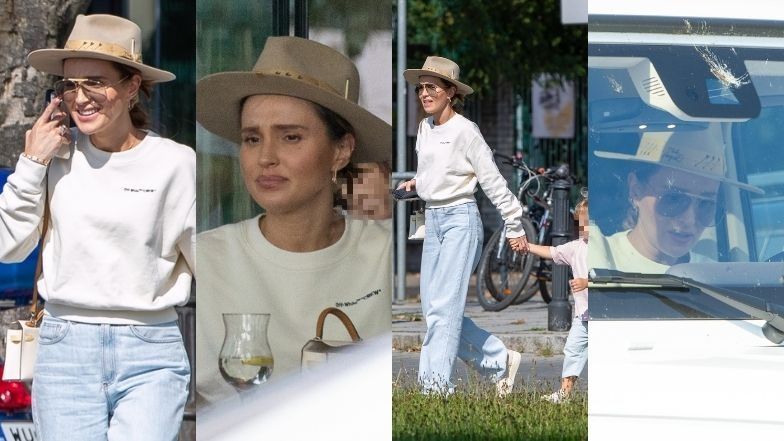 Marina Łuczenko ucztuje w restauracji z Liamem i suczką Nalą