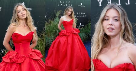 Sydney Sweeney w szkarłatnej sukni hipnotyzuje głębokim dekoltem na premierze w Nowym Jorku