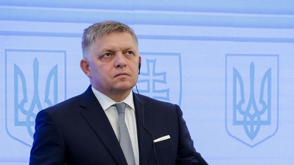 Slovak Prime Minister Robert Fico is being seen during the governmental consultations with the Ukrainian delegation in Michalovce, Slovakia, on April 11, 2024. Slovak Prime Minister Robert Fico, 59, is being reported to be in a stable but serious condition after being shot several times by a 71-year-old writer and pro-Russian activist Juraj Cintula on Wednesday in Handlova, doctors are saying. Initial investigation is finding &#039;&#039;a clear political motivation&#039;&#039; behind the assassination attempt. (Photo by Sergii Kharchenko/NurPhoto via Getty Images)