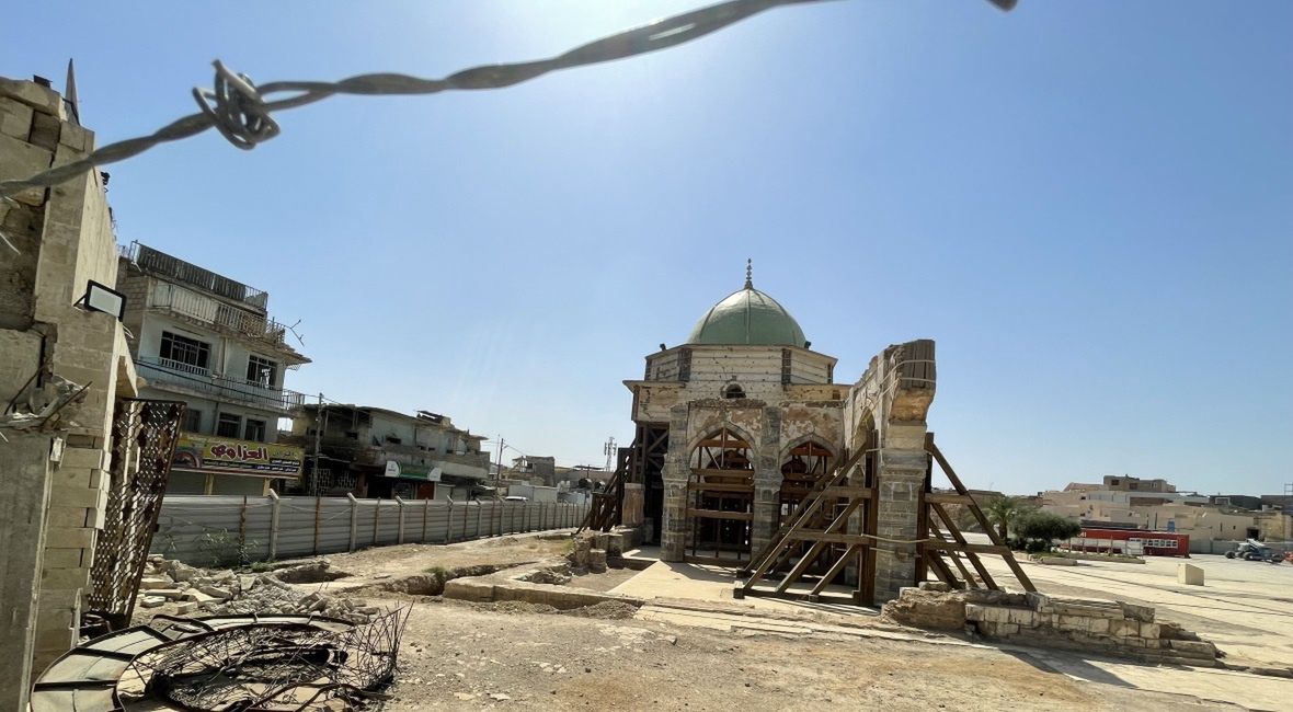 Zniszczony meczet Al-Nuri, w którym ISIS ogłosiło utworzenie kalifatu. Potem, gdy ich klęska była już blisko, terroryści wysadzili meczet 