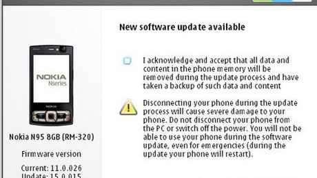 Uaktualnienie oprogramowania Nokii N95 8GB 1