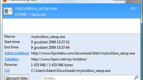 Otrzymaj więcej informacji o pobieranym pliku w Firefox 1