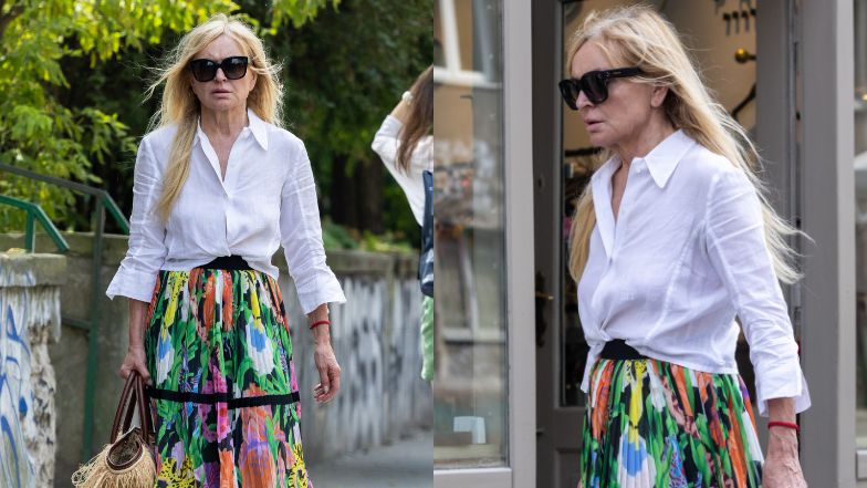 Monika Olejnik spaceruje po Warszawie