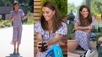 Roześmiana Kate Middleton brudzi ręce ziemią podczas zakładania ogródka w  hospicjum (ZDJĘCIA)