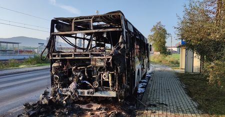 Śląsk. Pożar autobusu komunikacji miejskiej w Żywcu