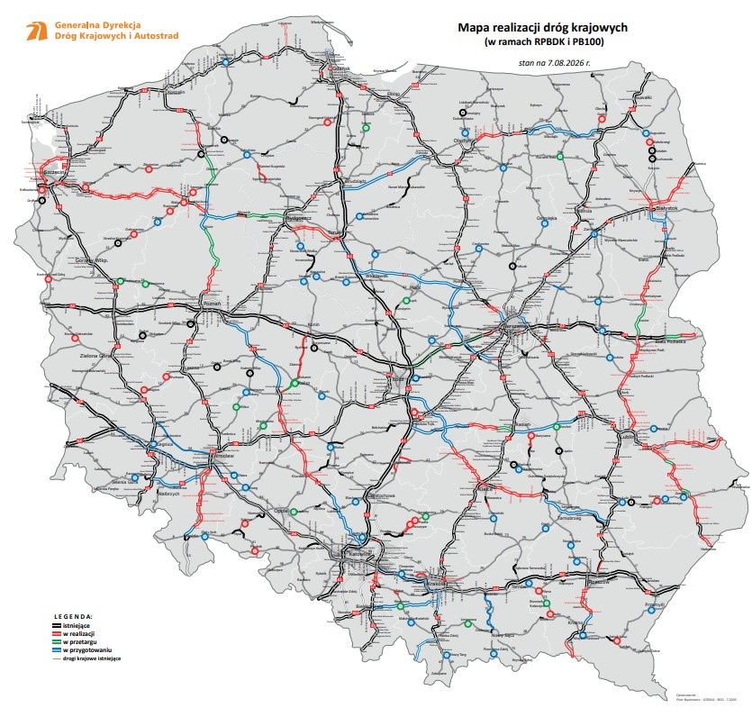 Mapa dróg krajowych w Polsce