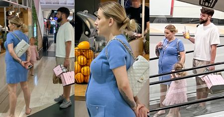 Ciężarna Andziaks w klapkach Diora i z torebką Chanel buszuje z mężem i córką po galerii handlowej. Na bogato?