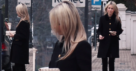 Ogórek pozuje przy parkometrze z dodatkami Louis Vuitton