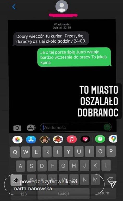 Marta Manowska udostępniła wymianę SMS-ów z kurierem 