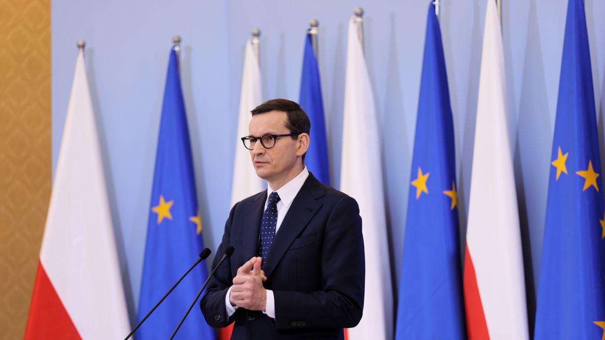 Warszawa, 25.11.2021. Premier Mateusz Morawiecki podczas konferencji prasowej w KPRM, 25 bm. (sko) PAP/Leszek Szymański