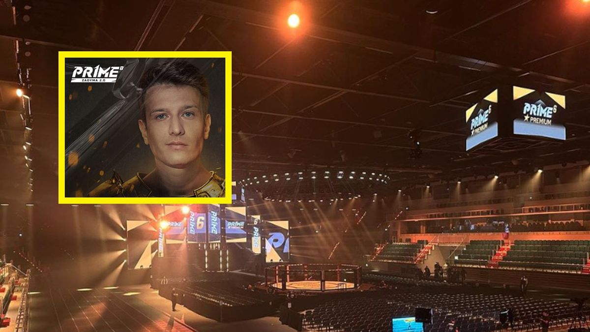 Na zdjęciu: hala przed Prime MMA, w ramce Kamerzysta