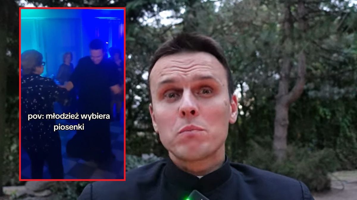 Ks. Rafał Główczyński bawi się na balu seniora