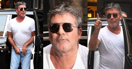 Simon Cowell mocuje się z rozporkiem przed obiektywami fotoreporterów