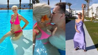 Ciężarna Lil Masti relacjonuje wakacje w Egipcie: sesja zdjęciowa w bikini, amory z ukochanym w basenie (ZDJĘCIA)